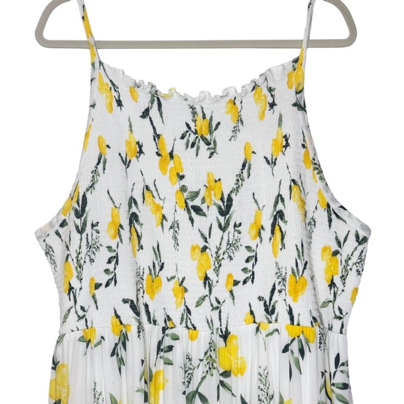 Torrid Women Lemon Dress Size 5  Floral Print Sleeveless T‎ Smocked Midi Dress - Picture 8 of 13